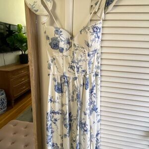 V. Chapman Vera Ruffle-Strap Corset Side-Slit Midi Dress at Anthropologie